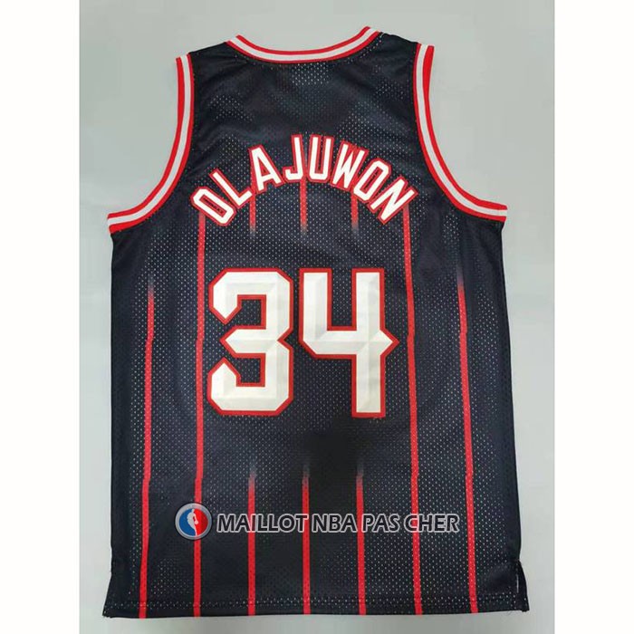Maillot Houston Rockets Hakeem Olajuwon NO 34 Mitchell & Ness 1996-97 Noir